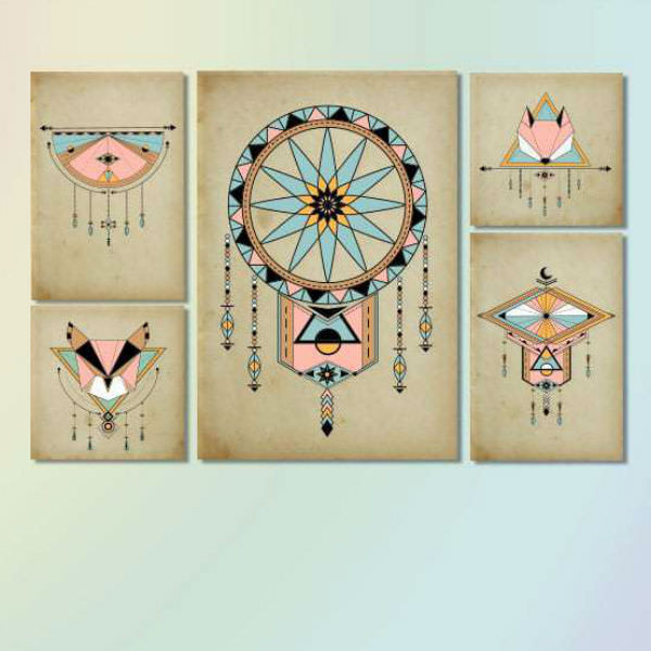 Bộ 5 Tranh Canvas Không Viền Treo Tường Phòng Ngủ "Dreamcatcher" W542