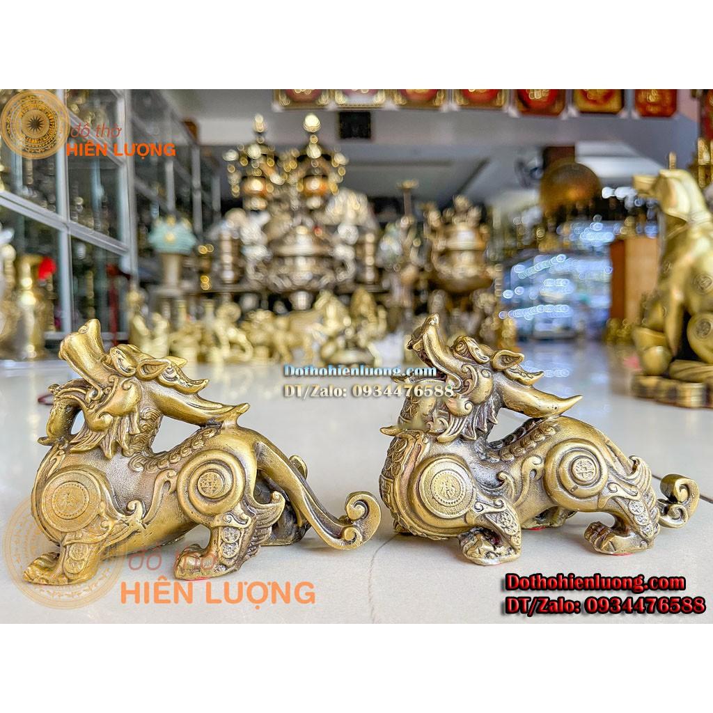 Đôi Tỳ Hưu Vẩy Tiền Tài Lộc Màu Vàng Bằng Đồng Phong Thủy Đẹp Các Cỡ