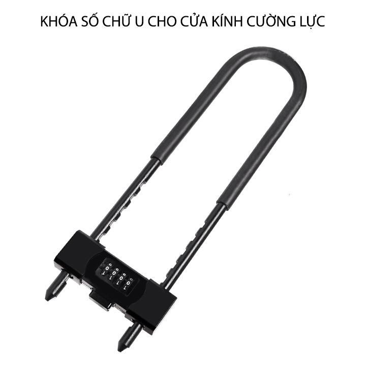 Khóa số chữ U trang bị 4 mã số có thể thay đổi được, loại móc dài 195-330mm dùng khóa cửa kính, chống trộm xe máy U701