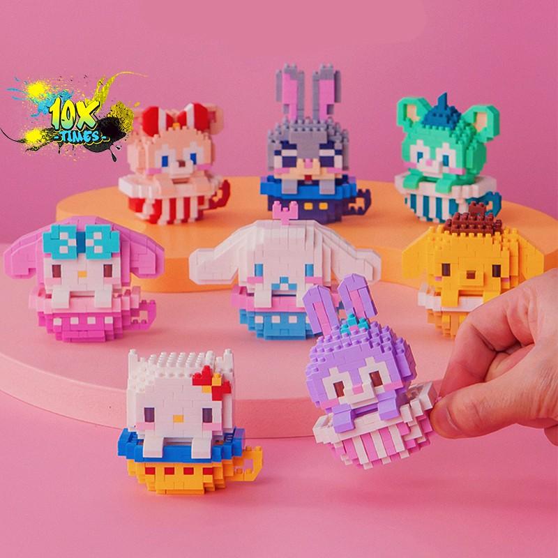 Đồ chơi Lego 3d dễ thương cute hình cốc kitty, doremon, stich, cinamoroll,mymelody, quà tặng sinh nhật, quà tặng bạn gái