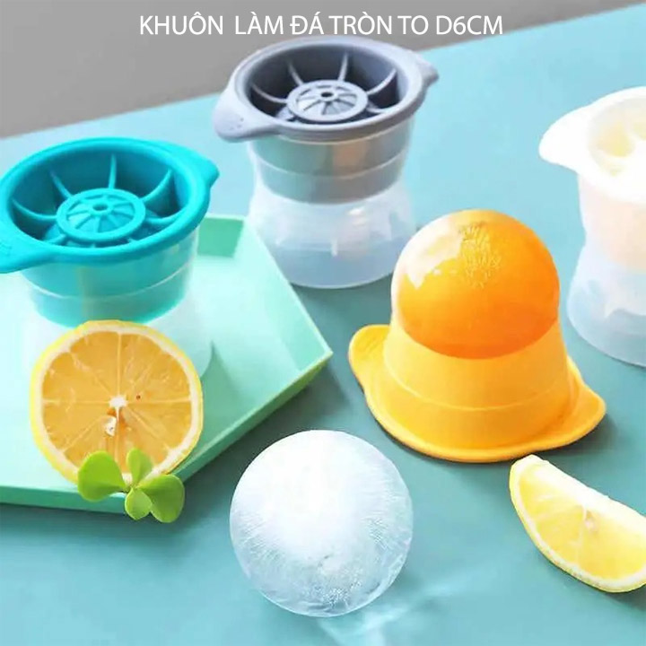 Khuôn làm đá tròn lớn 6cm, vật liệu bằng nhựa TPR-PP mềm, dẻo, chịu nhiệt