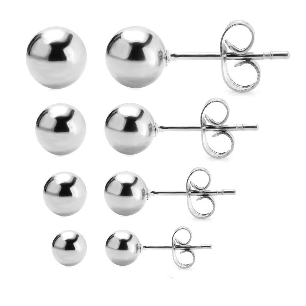 4 Pairs Bar  Steel Ball  Earring Stud Jewelry  3-6mm