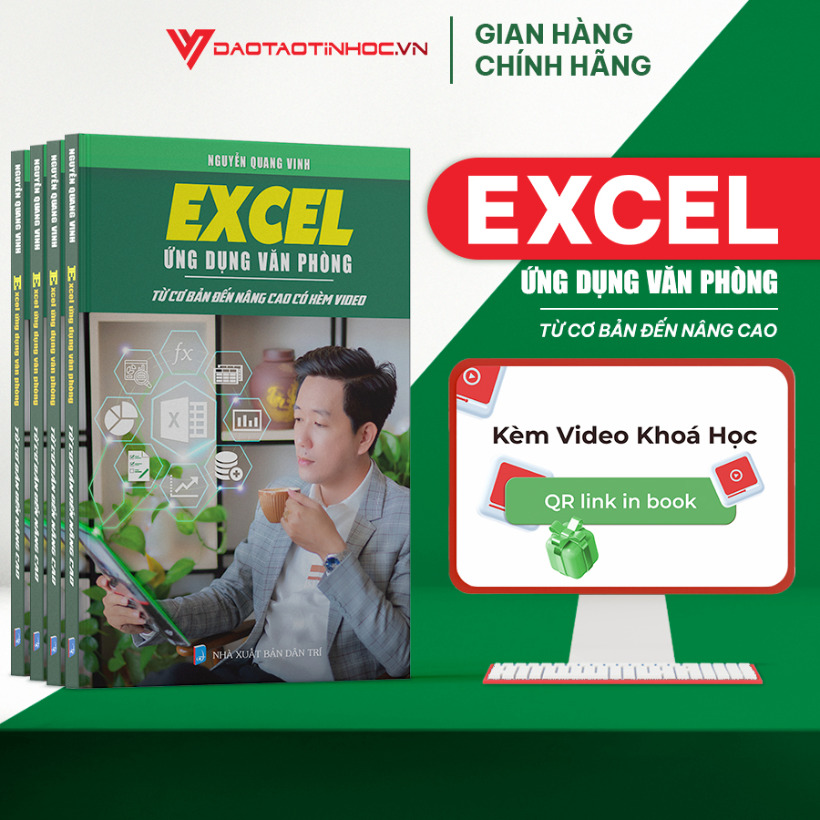 Combo 4 Sách Excel ĐÀO TẠO TIN HỌC Ứng Dụng Văn Phòng Từ Cơ Bản Đến Nâng Cao Có Kèm Video Khóa Học