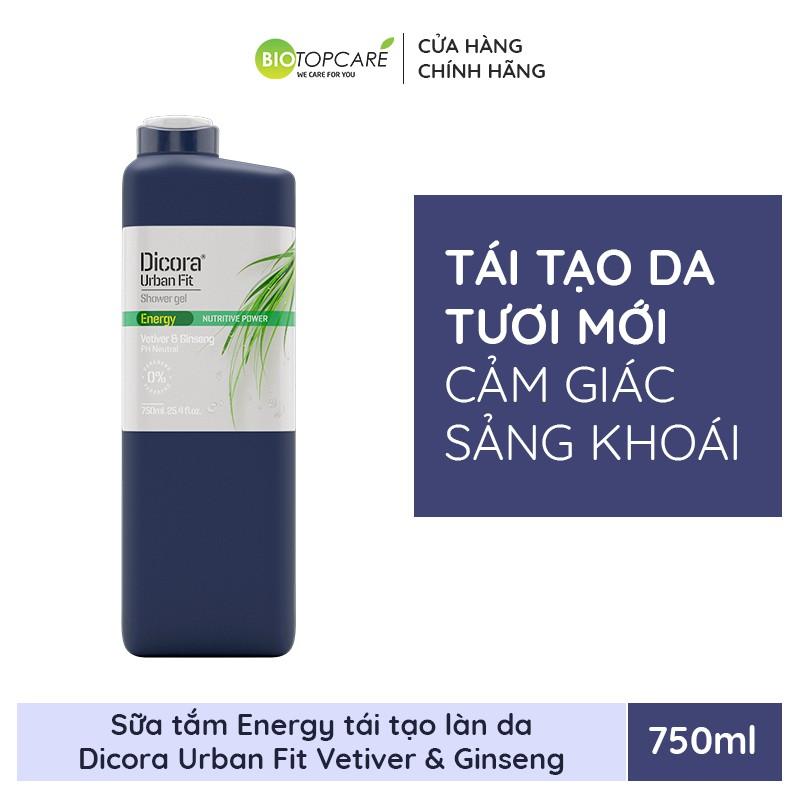 Sữa tắm Dicora Urban Fit Energy Cỏ Hương Bài &amp; Nhân Sâm 750ml