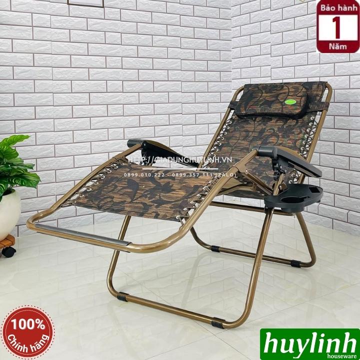 Ghế xếp gấp thư giãn Sumika 639 - Rộng 73cm - Tải trọng 200kg - Tặng khay để ly - Hàng chính hãng