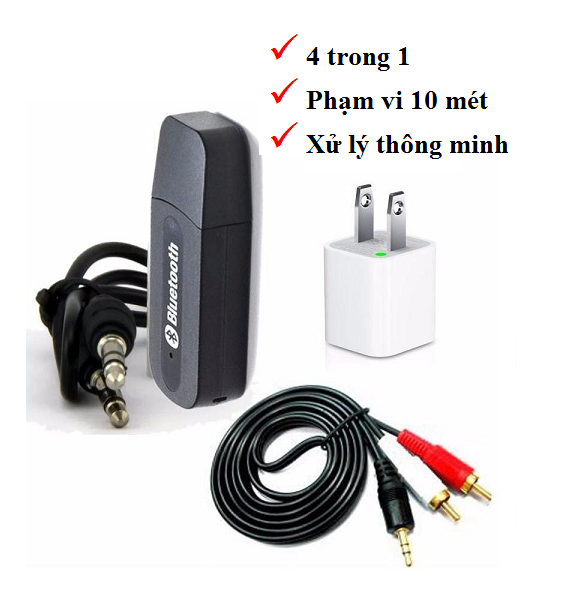 Bộ USB tạo bluetooth âm thanh BT163 4 trong 1 cho dàn amly ra loa (usb bluetooth âm thanh+cốc sạc+dây bông sen) - Hàng chính hãng