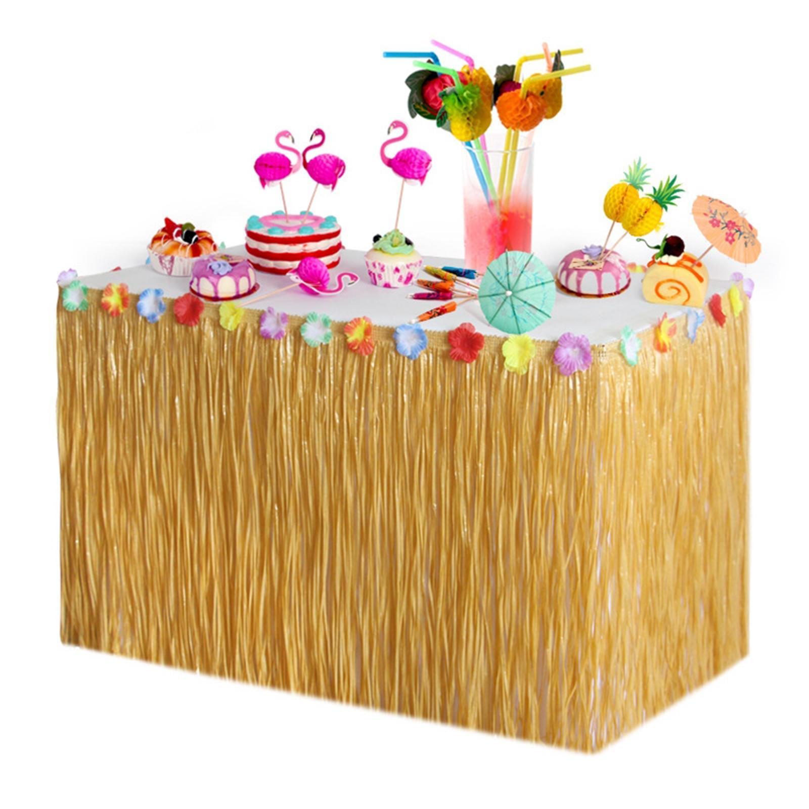 Artifical Grass Table Skirt Decor Tropical Luau Party Decoration for Outdoor