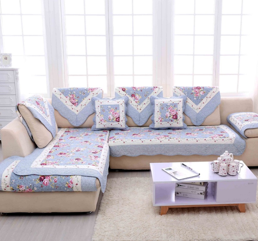 Thảm sofa - Hoa hồng viền xanh - TSF004