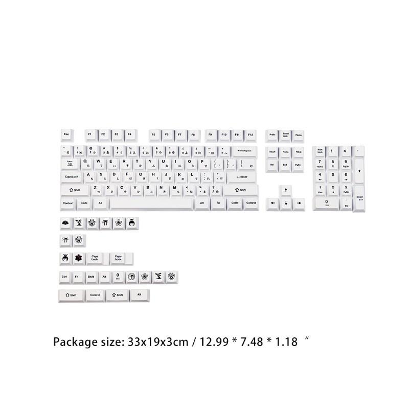 HSV 135Keys Set Cherry Profile Custom Keycaps PBT Dye Sublimation  Keycaps Set for Gateron Kailh Cherry MX Switches White