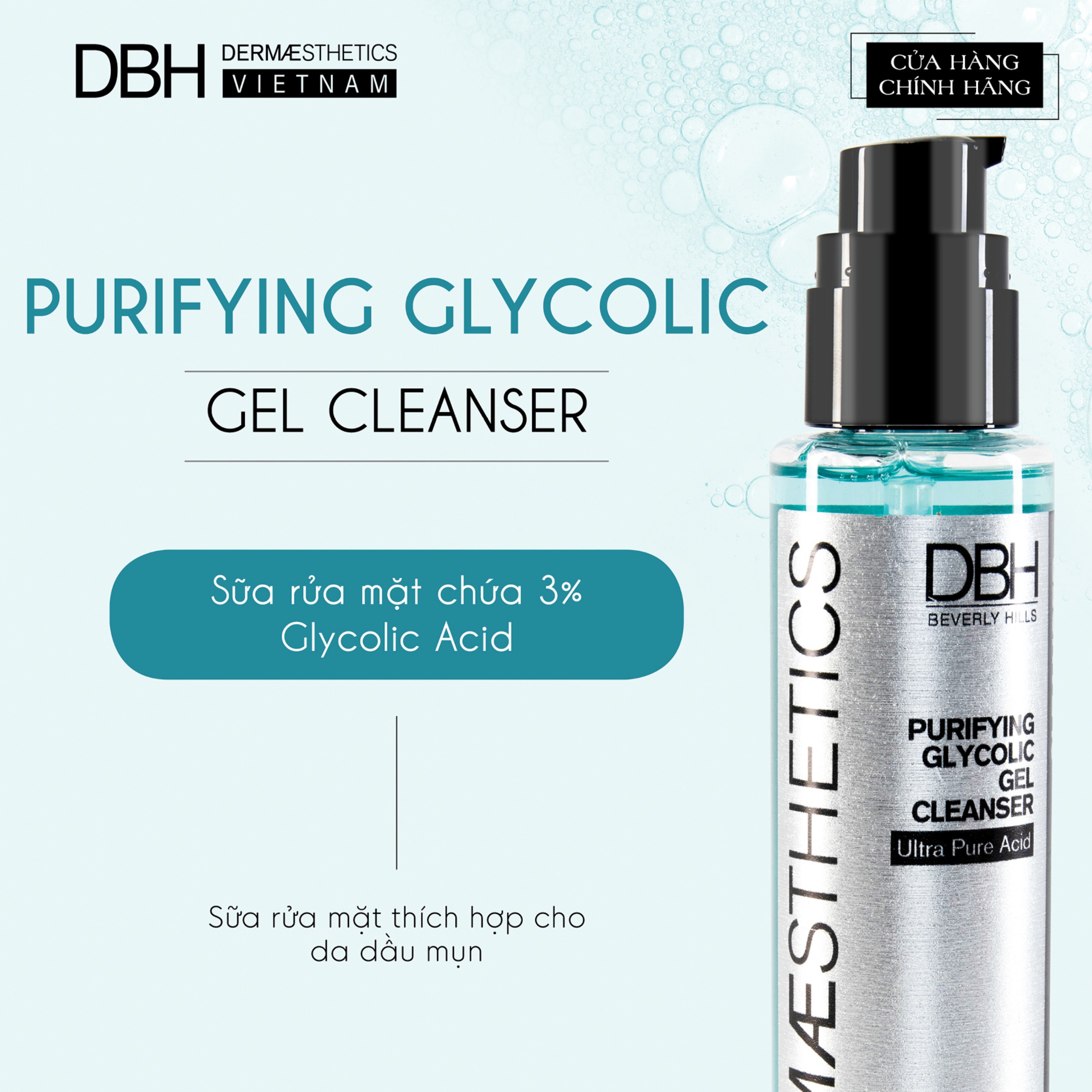 SỮA RỬA MẶT DẠNG GEL DÀNH CHO DA DẦU PURIFYING GLYCOLIC GEL CLEANSER DBH 180ML