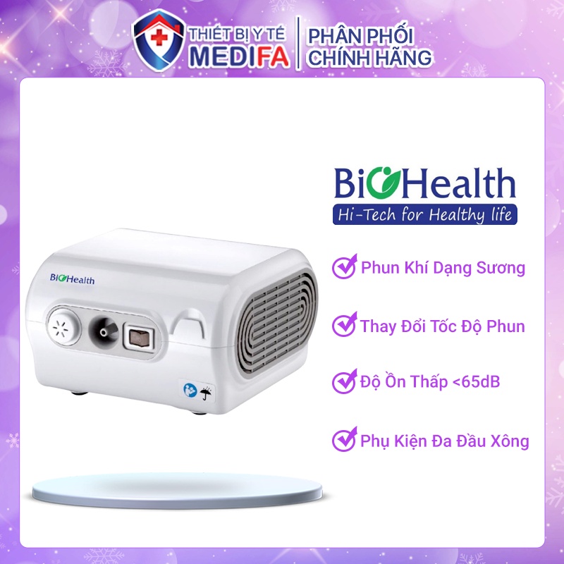 Trọn bộ máy xông mũi họng cao cấp Biohealth NEB PRO dùng cho người lớn và trẻ em, điều chỉnh được tốc độ phun