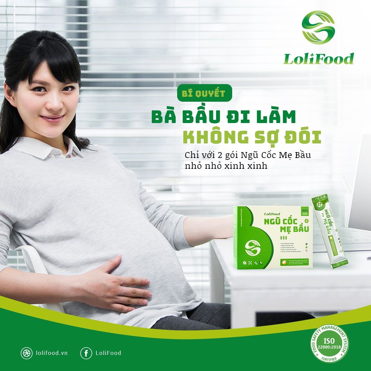 Ngũ Cốc Dinh Dưỡng Cho Mẹ Bầu LoliFood, thơm ngon dễ uống, đầy đủ dưỡng chất - Dạng gói tiện lợi (20 gói x 18g)