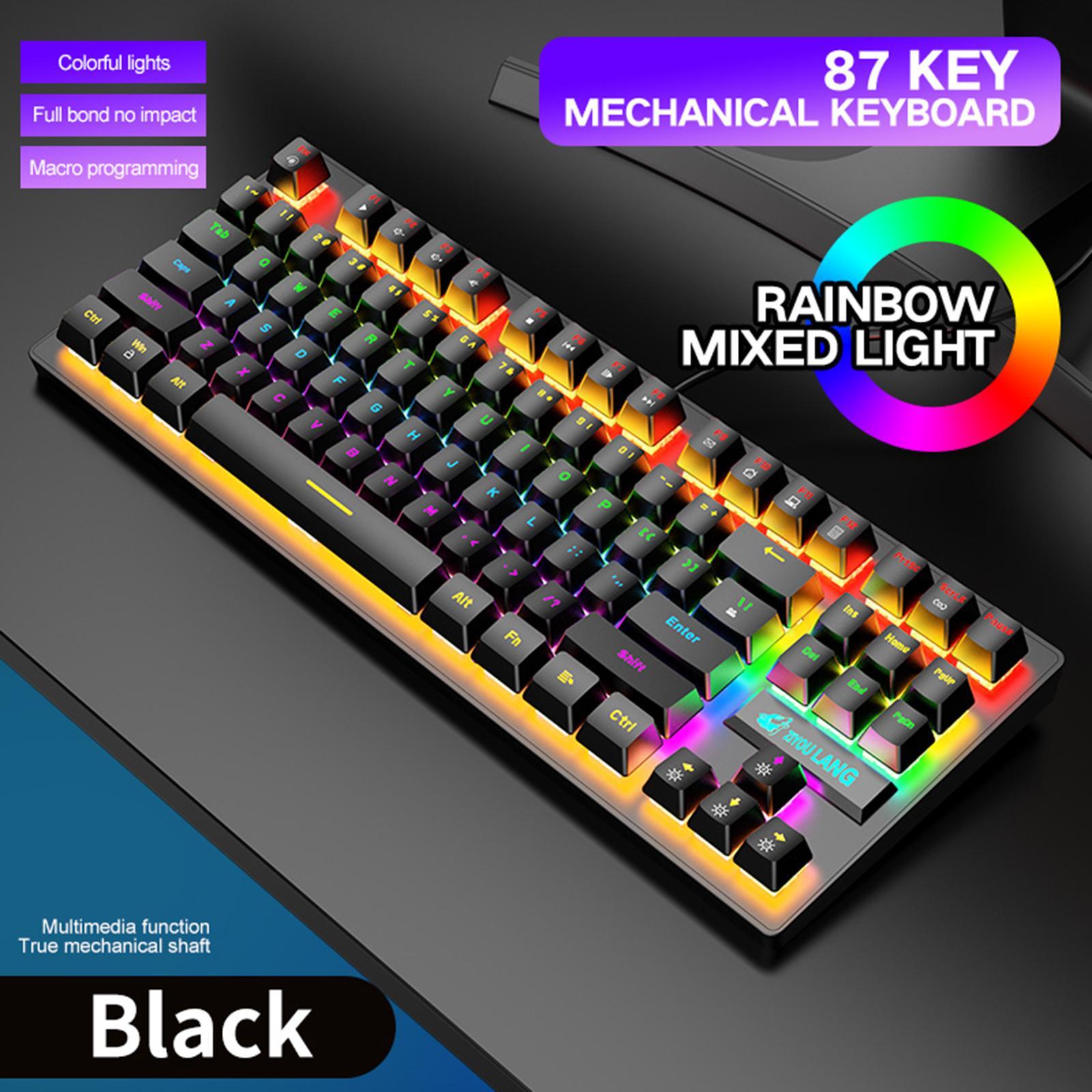 HILABEE Wired USB Mechanical Gaming Keyboard Detachable Panel Rainbow Backlit