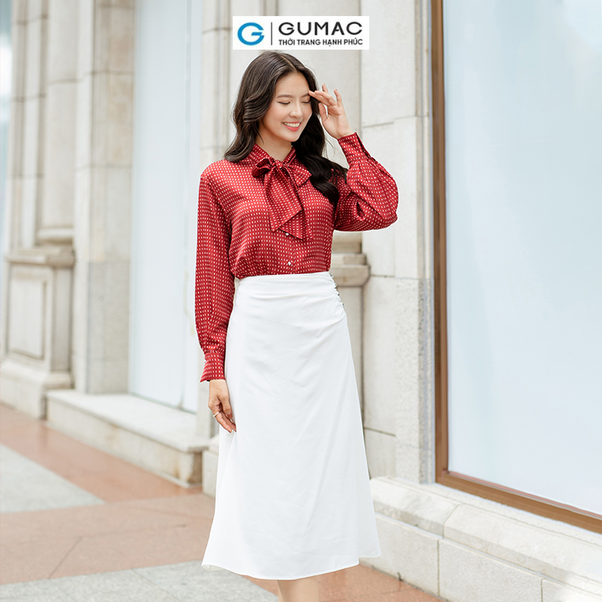 Chân váy A nhún sườn thời thượng sang trọng thời trang GUMAC VD06034