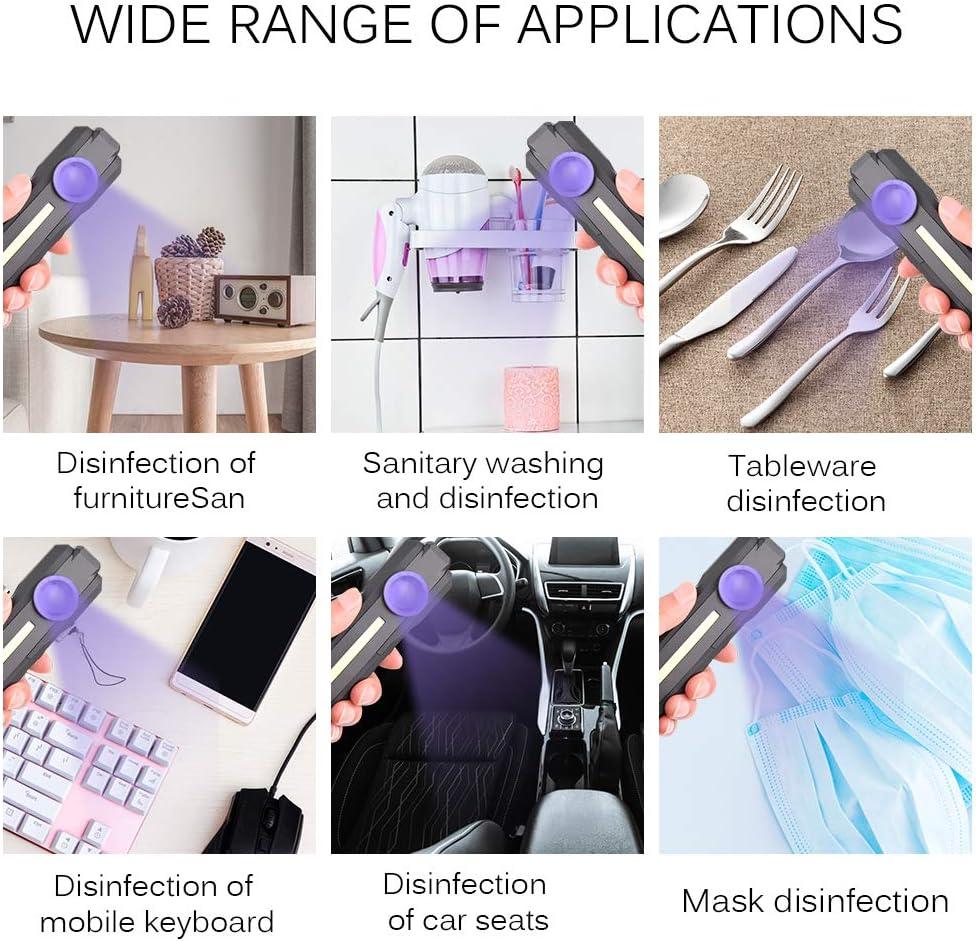 Đèn pin khử trùng UV, Máy khử trùng UV mini cầm tay, Đũa khử trùng UVC, Đèn pin diệt khuẩn LED + COB, cho trường học gia đình trên ô tô