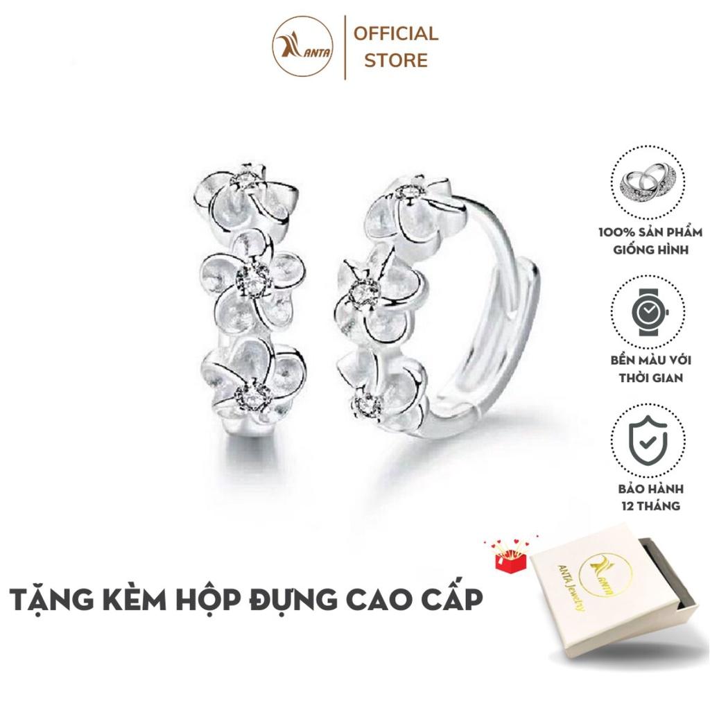 Bông tai bạc kiểu dáng hoa 3 cánh phong cách Hàn Quốc ANTA Jewelry ATJ9008