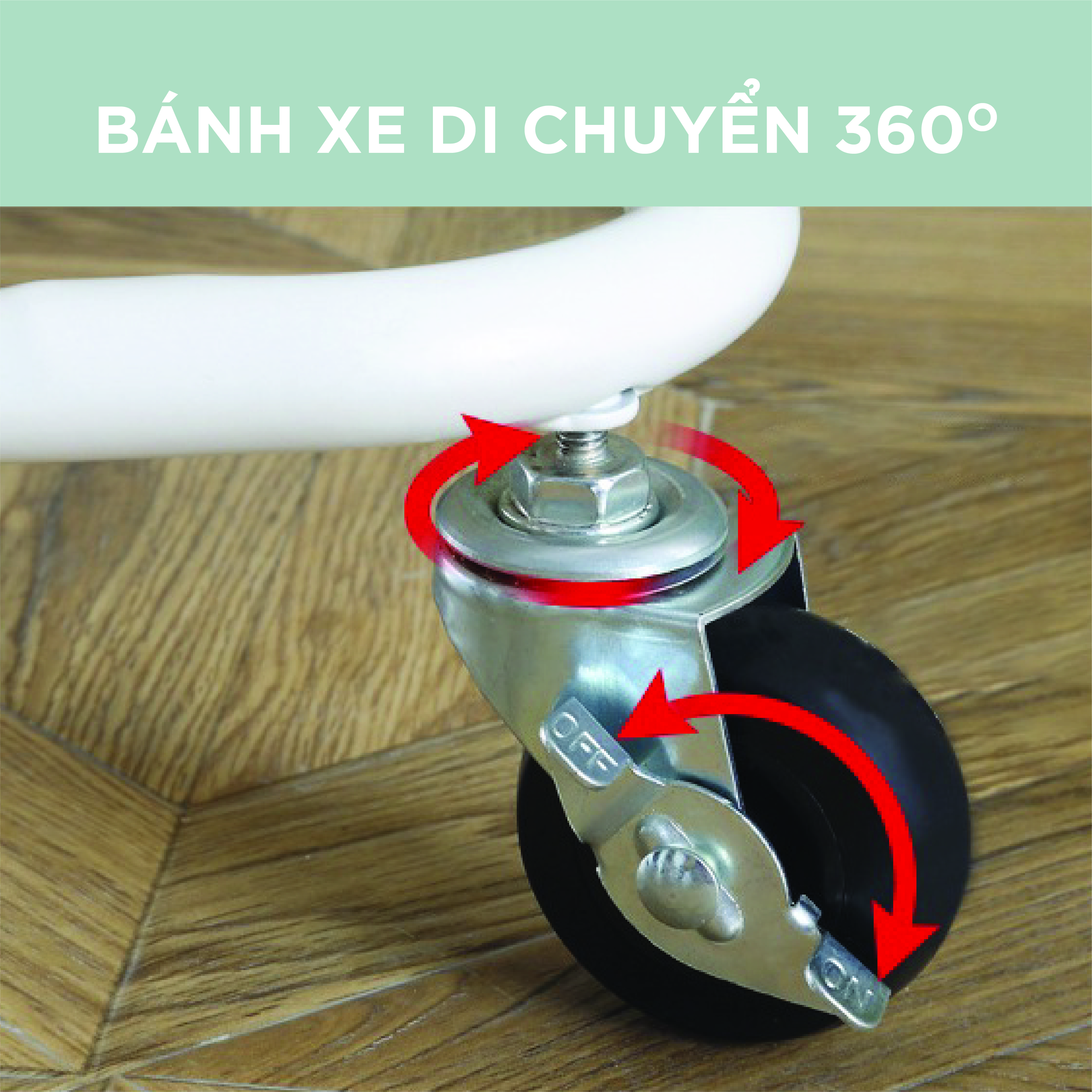 Xe Đẩy Nhựa 3 tầng -  có bánh di chuyển và khóa bánh xe LivingOn