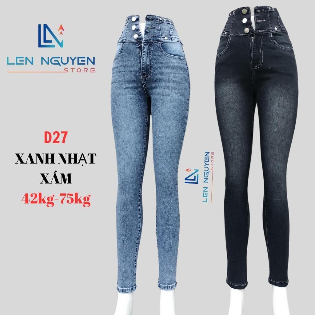 D27_ Quần jean nữ, áo khoác, lưng cao, quần bò nữ dáng ôm, quần rin nữ có big size, cho 42kg đến 75kg,LEN NGUYEN STORE - Xanh Nhạt