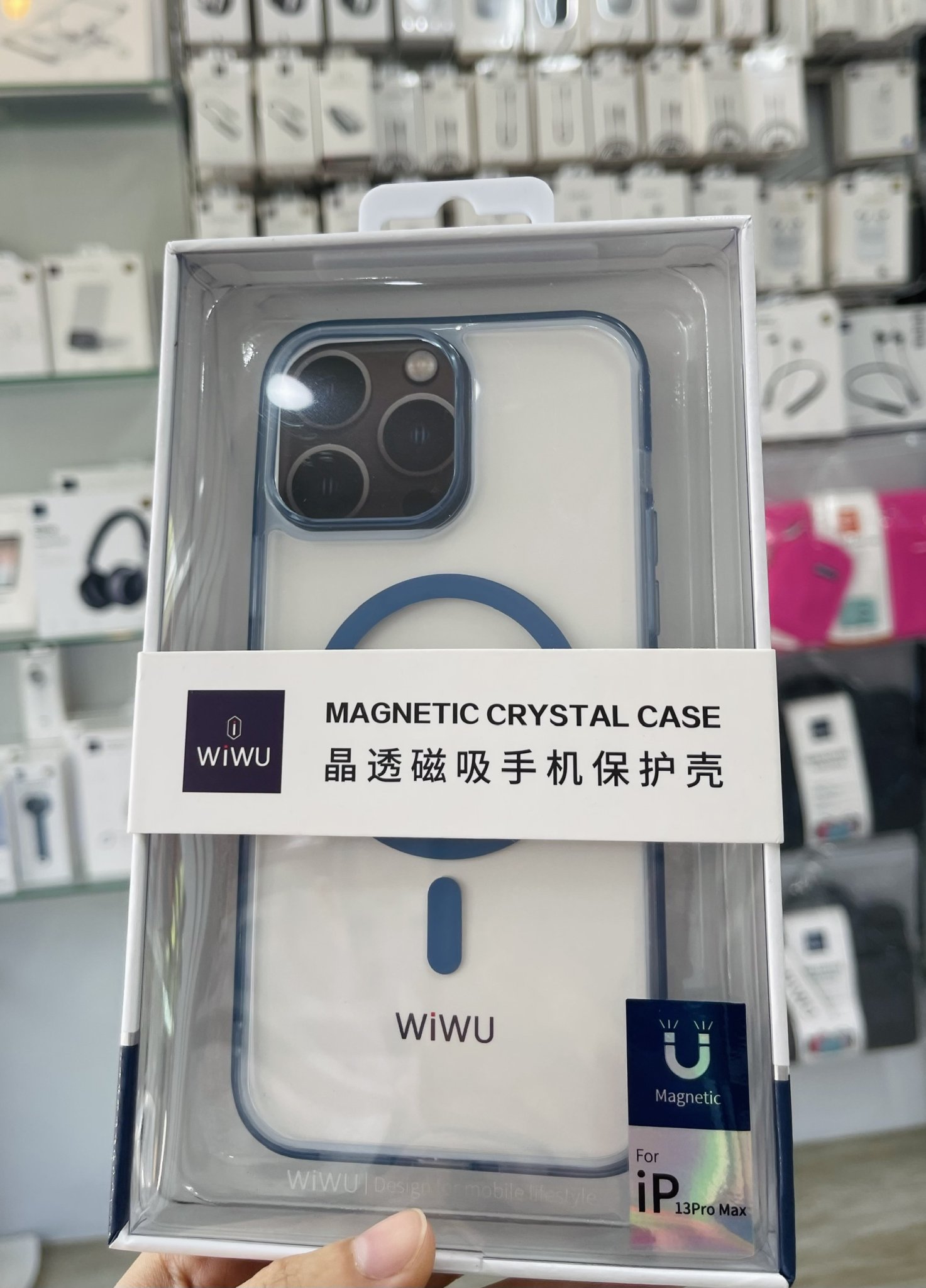 Ốp Wiwu Magentic Crystal Case Cho Iphone 13 Trong Viền Màu, Viền Dẻo Chống Ố Vàng , Chống Sốc Tốt - Hàng Chính Hãng