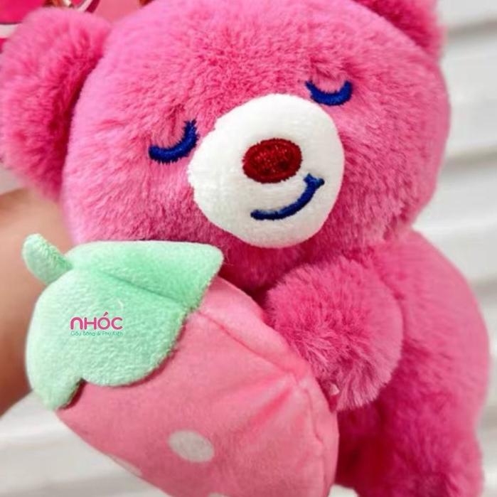 Gấu bông Lotso ôm dâu nhỏ 20cm dễ thương, Gấu dâu cute