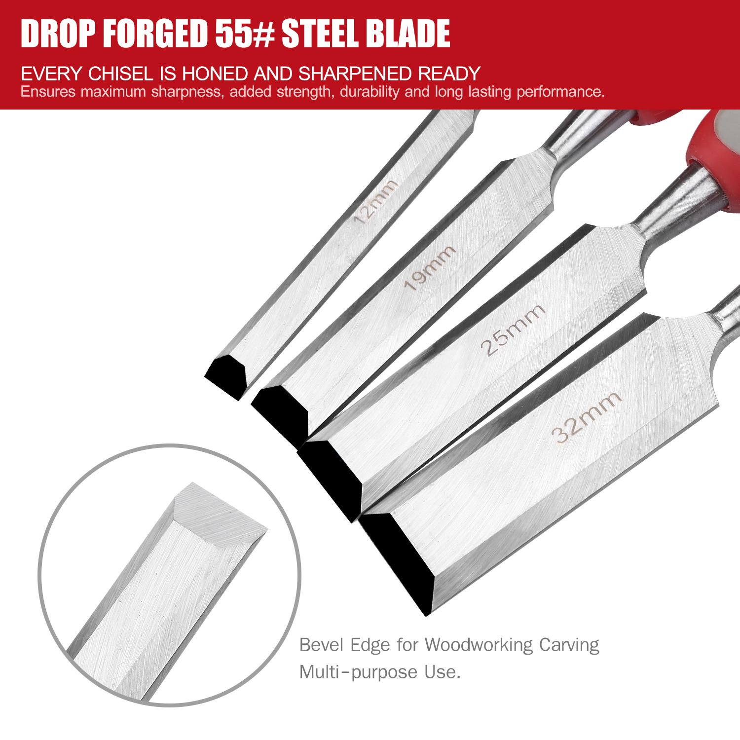 5pcs Wood Chisel Set For Carpentry with Storage Bag Non-slip Handle Woodworking Wood Carving Bench Chisel Sets Sharp