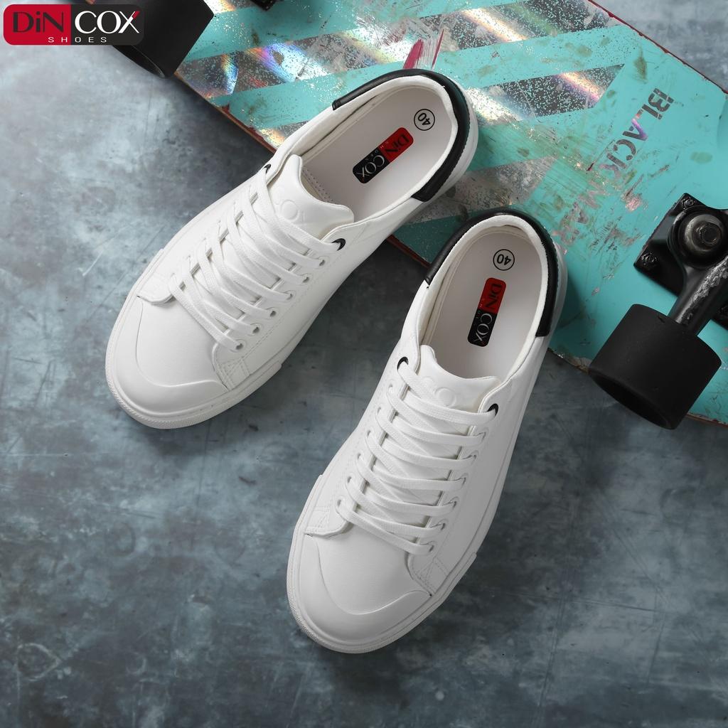 Hình ảnh Giày Sneaker Da Nam DINCOX C13 Cách Điệu Sáng Tạo White/Black