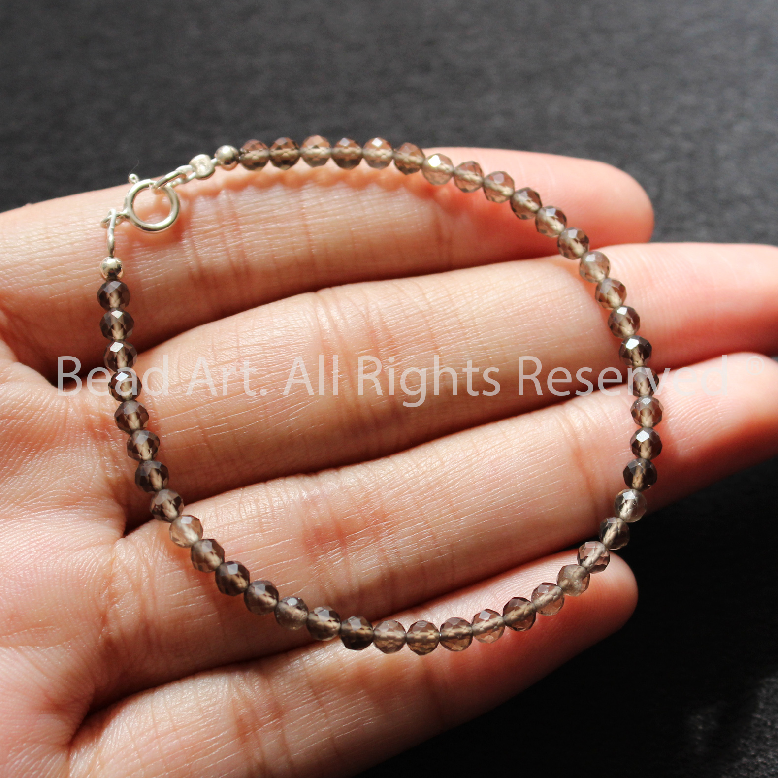 Vòng Tay 3MM Thạch Anh Khói Nâu Giác Cắt, Kim, Thuỷ, Vòng Tay Phong Thuỷ, Chuỗi Hạt, Trang Sức, Lắc Tay - Bead Art