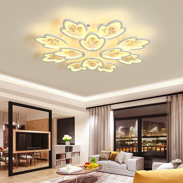 Đèn Ốp Trần, Đèn Trần Trang Trí Phòng Khách, Phòng Ngủ, Trần Thạch Cao 3 Chế Độ Sáng Có Kèm Điều Khiển Từ Xa