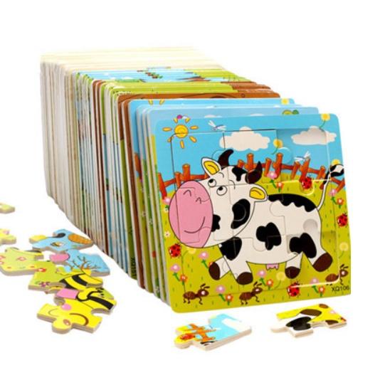 Đồ chơi tranh ghép gỗ 9 miếng hình động vật - giao thông cho bé