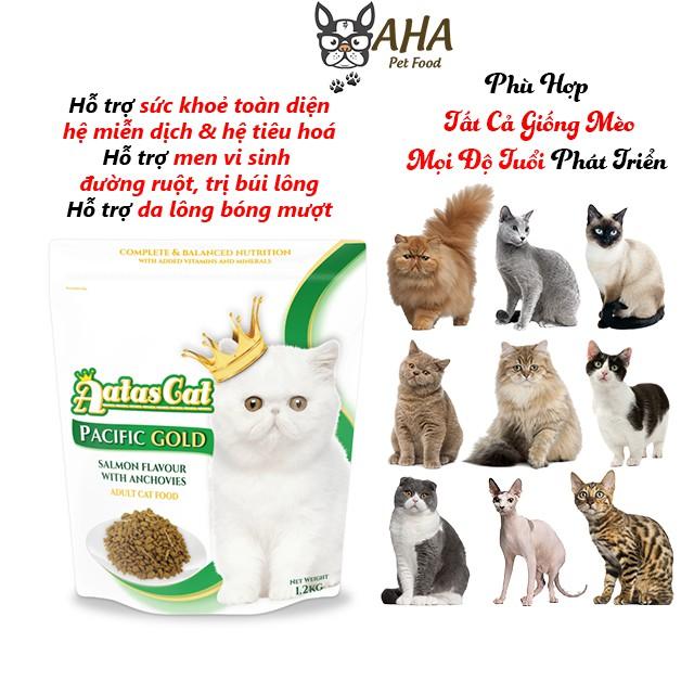 Thức Ăn Cho Mèo Con Aatas Cat Bao 1,2kg Vị Cá Hồi, Vị Cá Ngừ, Vị Gà Topping Cá Cơm Sấy Khô (Lông Mượt, Giảm Búi Lông)