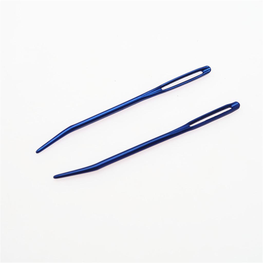 4 Pieces Aluminium Large-eye Bent Tip Tapestry Darning Needle DIY Knitting Craft