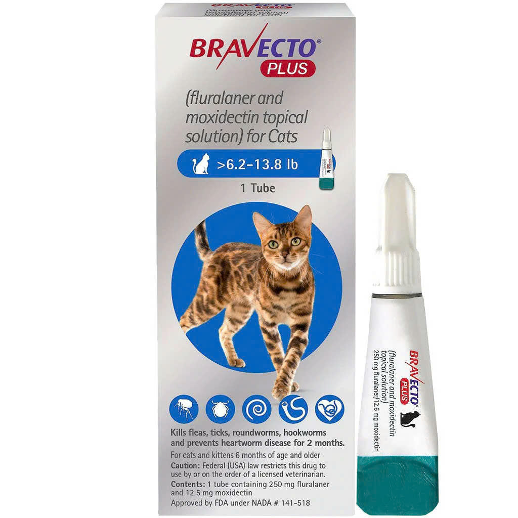 Nhỏ gáy BRAVECTO PLUS Xổ Giun, Phòng và Trị Ve Rận, Bọ Chét, Nội Ngoại Kí Sinh cho Mèo