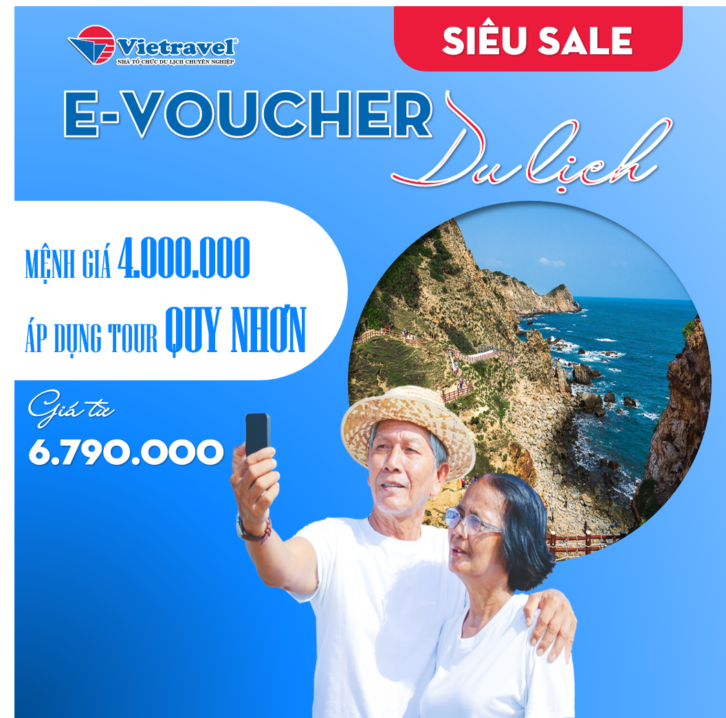 Mệnh giá 4.000.000 VND áp dụng cho tour nội Quy Nhơn giá từ 6.790.000