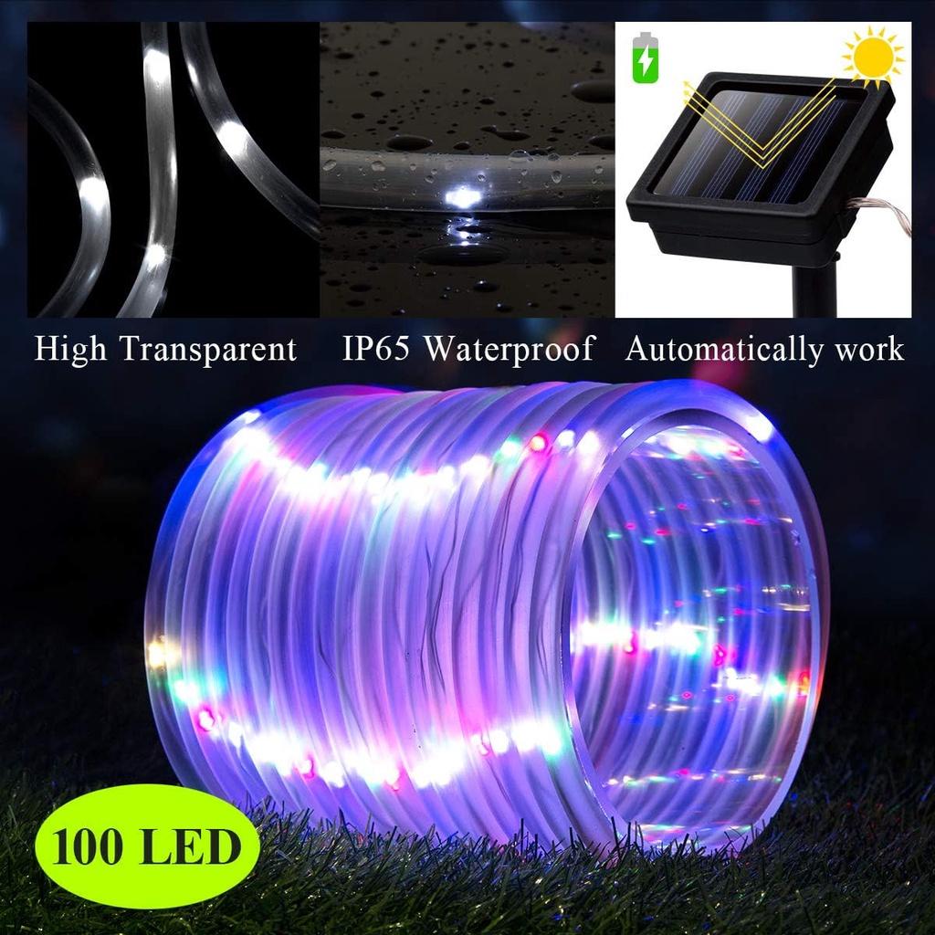 12M Solar PVC Rainbow Tube Copper Wire Light Copper Wire Solar Mini Lights for Garden Tree Christmas Party Decorations Solar Fairy Lights Outdoor Waterproof Each 100 LED