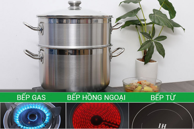 Bộ nồi xửng inox 3 đáy 30cm Fivestar ST30-3DG Bộ nồi xửng inox 3 đáy 30cm Fivestar ST30-3DG