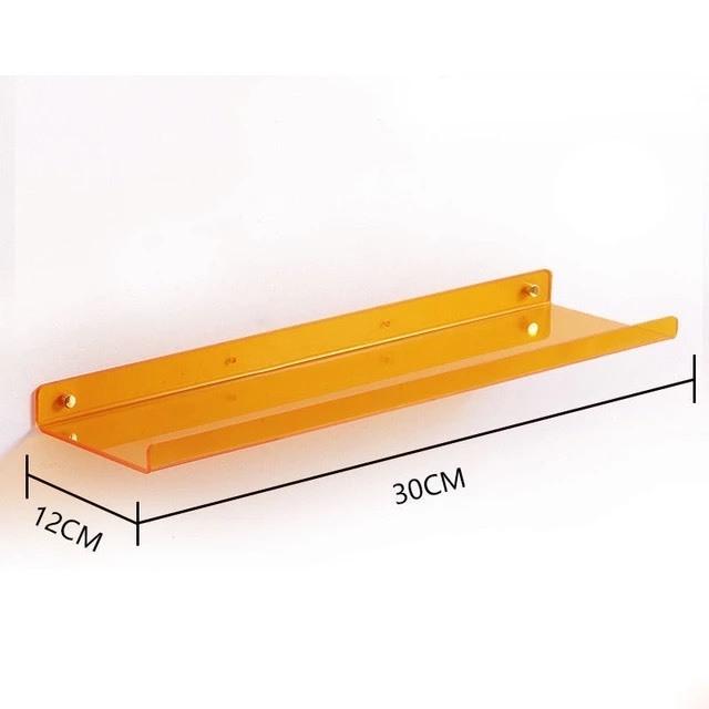 Kệ Mica treo tường phòng ngủ, nhà tắm, Giá treo tường để đồ cho nhà vệ sinh, tặng kèm 2 miếng dán tường ốc vít - Vàng xuyên sáng
