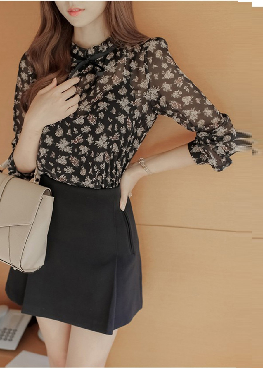 Áo Kiểu Nữ Voan Hoa NT1055N