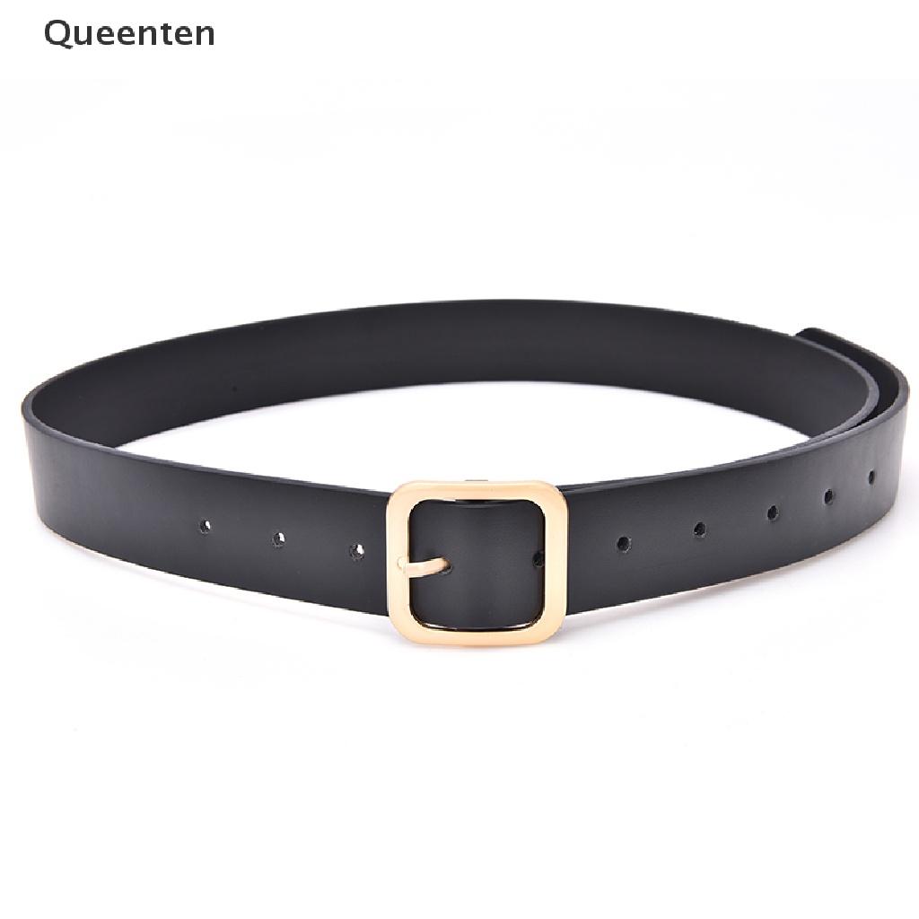 Queenten Fashion Women Girls Belts Leather Square Metal Pin Buckle Waist Belt Waistband VN