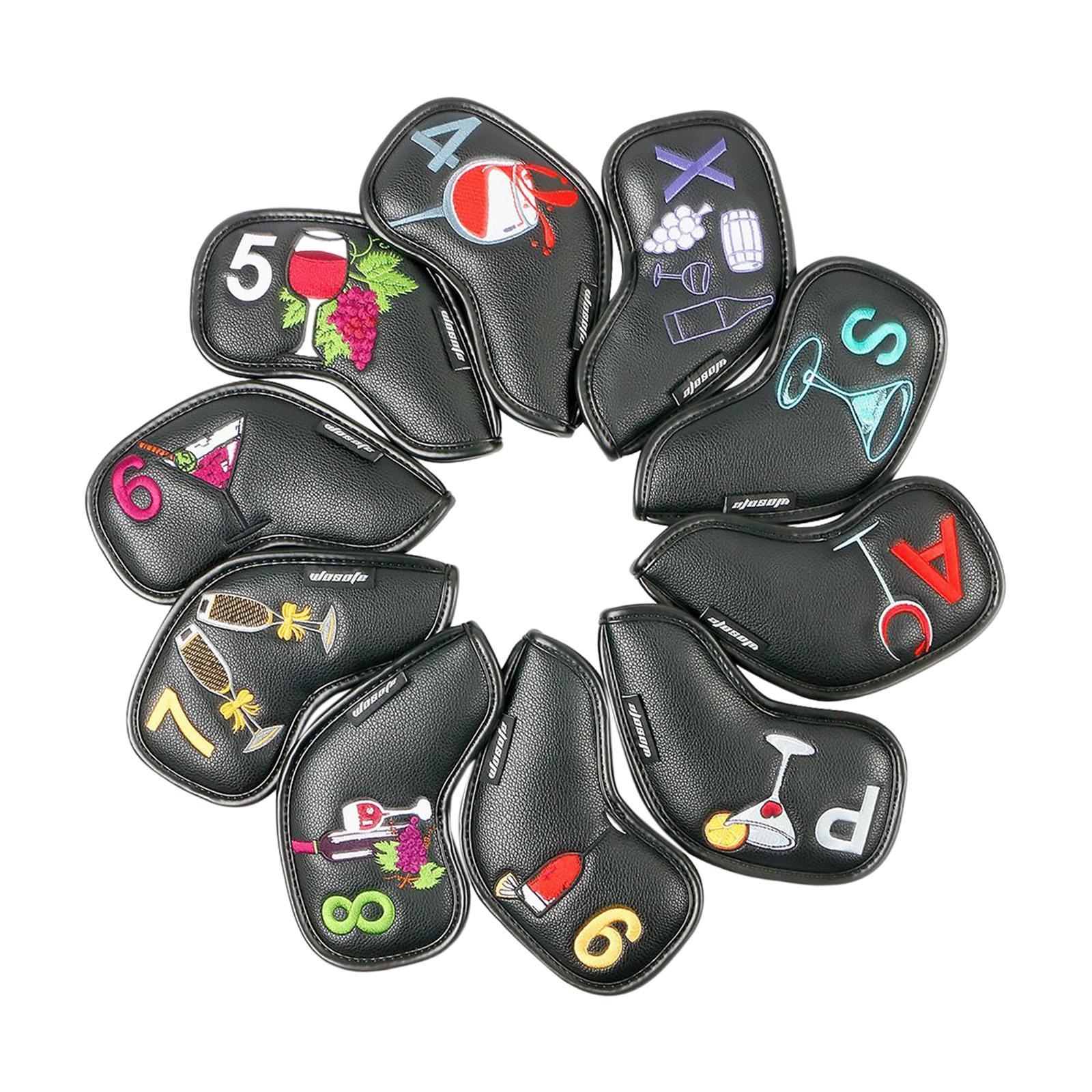 Golf Iron Head Covers Guard 4,5,6,7,8,9,A,S,P,x Waterproof Embroidered