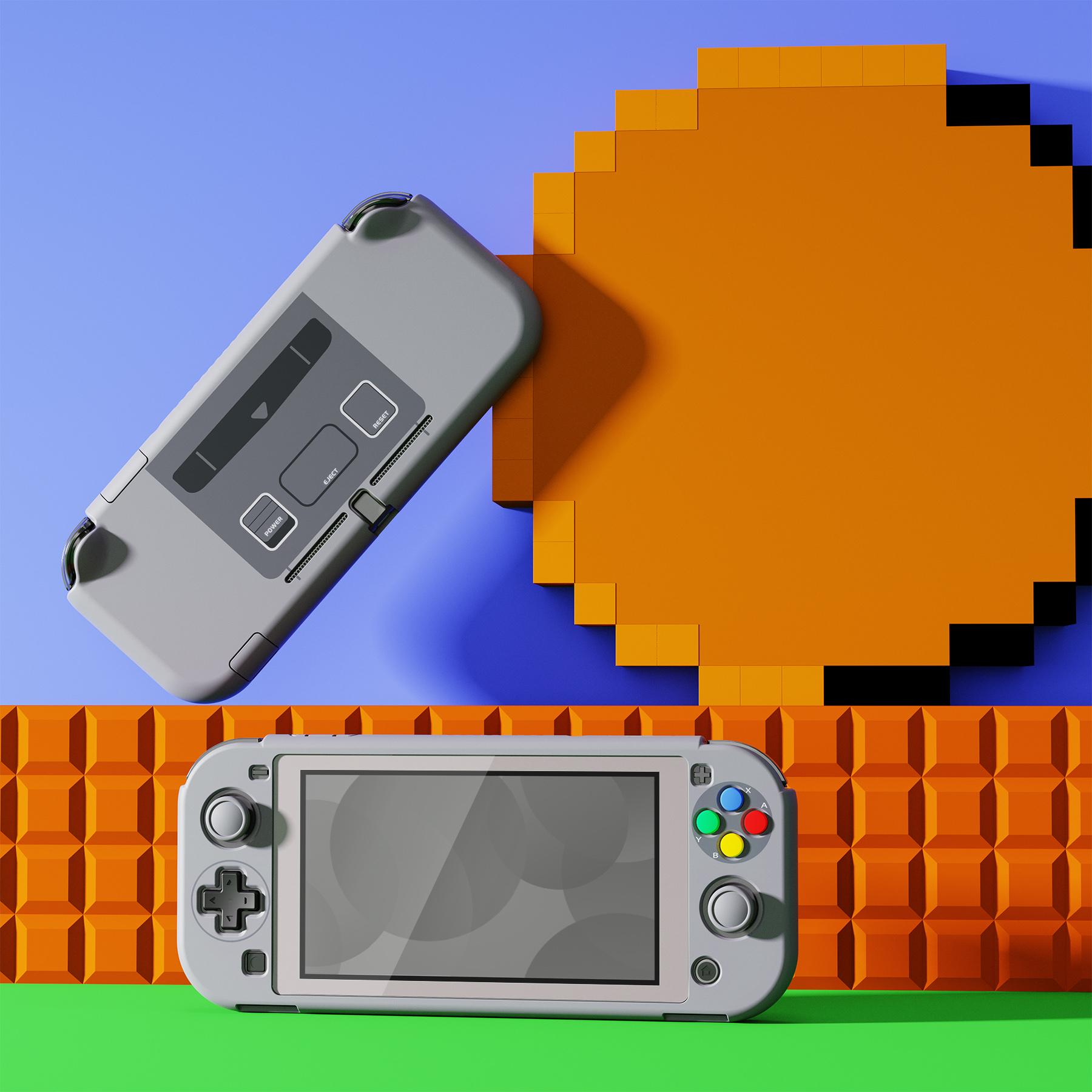 PlayVital SFC SNES Vỏ bảo vệ phong cách Châu Âu cổ điển cho NS Switch Lite W/Màn hình bảo vệ