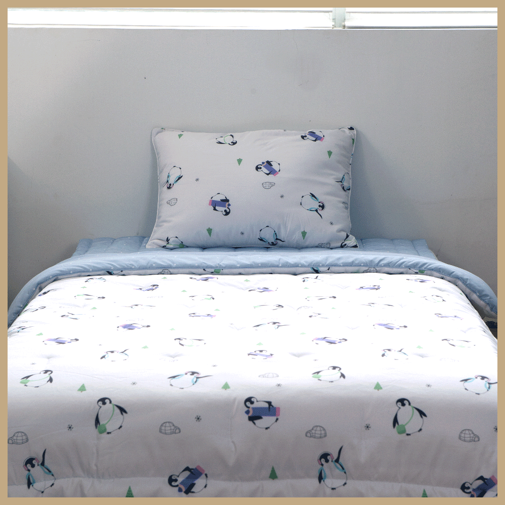 Chăn Chần Bông Arize Vải Microfiber Chim Cánh Cụt Penguin 1.5x2m