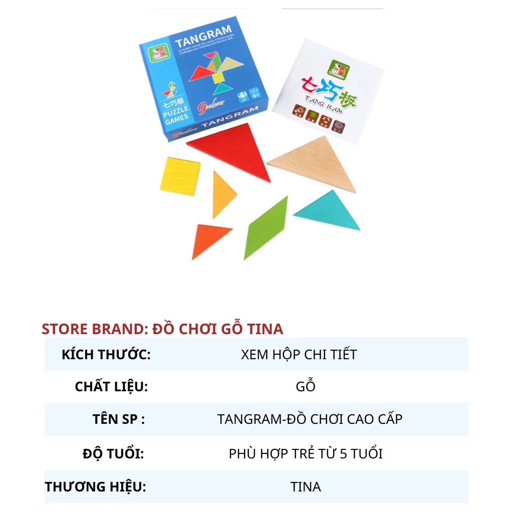 GHÉP HÌNH GỖ NAM CHÂM TANGRAM PHÁT TRIỂN TRÍ TUỆ