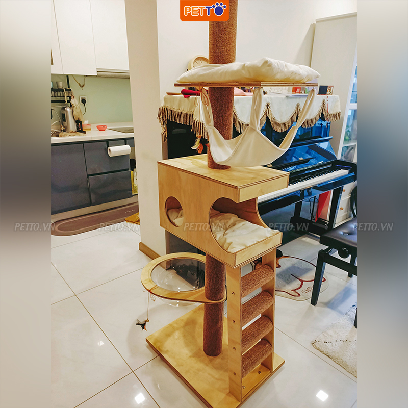 Nhà Cây Cho Mèo Kết Hợp Lồng Kính CH020