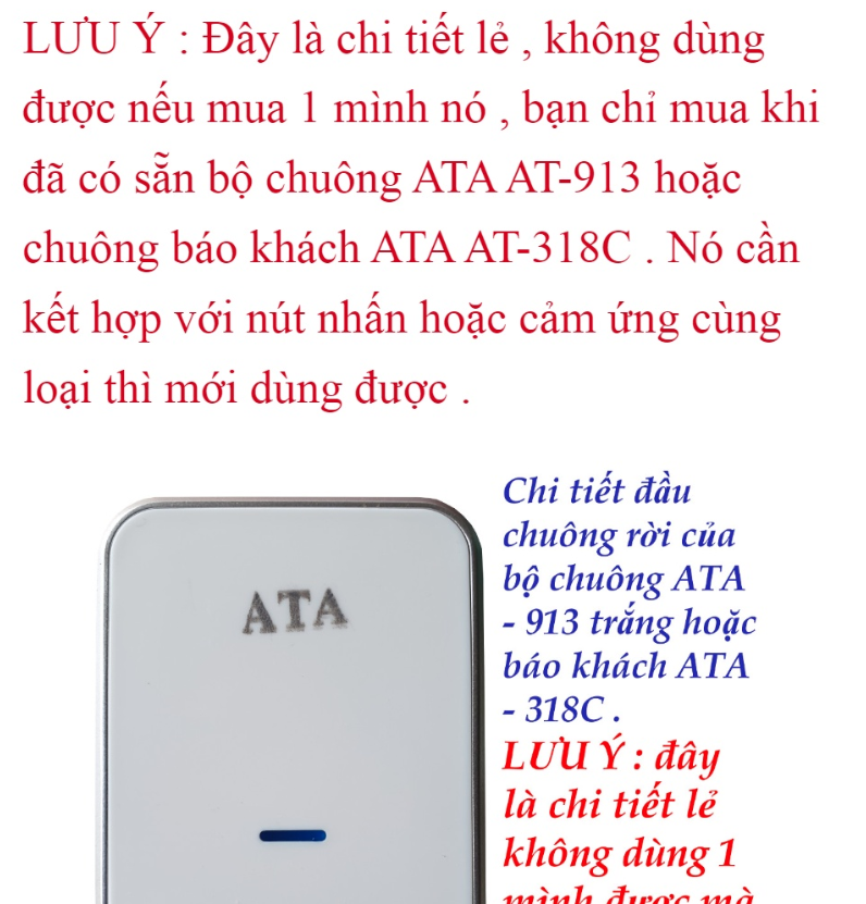 Nút nhấn chuông lẻ ATA dành cho bộ chuông ATA-913M và ATA 318C - Hàng chính hãng