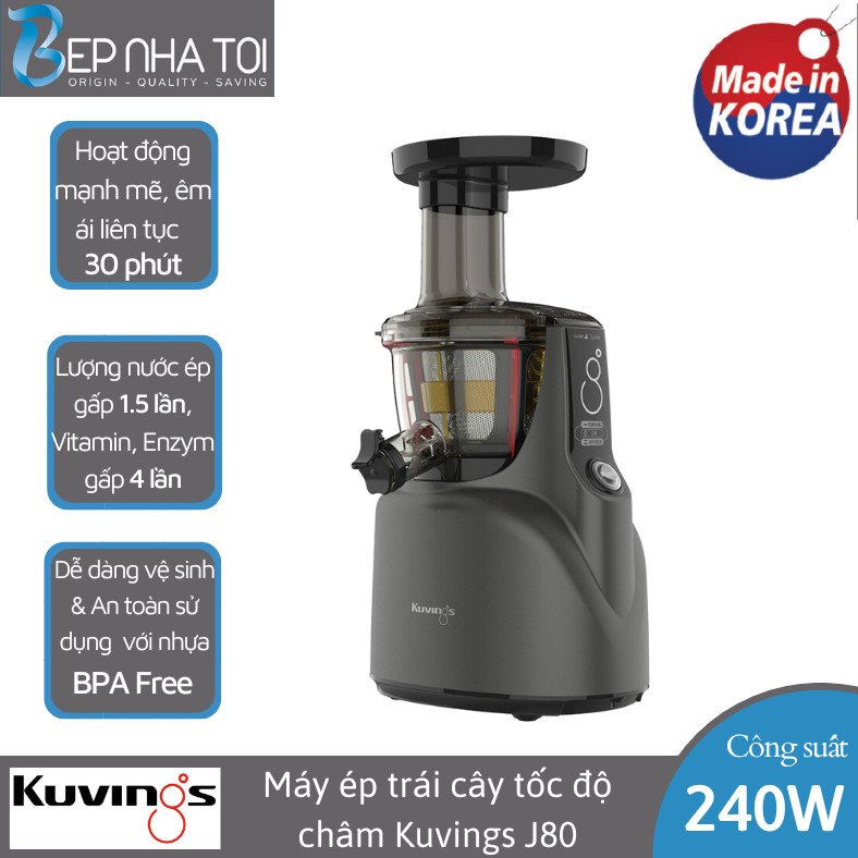 Máy ép trái cây tốc độ chậm Kuvings J80 (400ml) - Màu xám - Hàng chính hãng