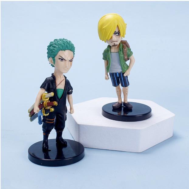 Mô Hình Nhân Vật One Piece, Bộ 6 Mô Hình Luffy, Zoro Cao 8cm, Trang Trí Decor, Bộ Sưu Tầm Nhận Vật Anime