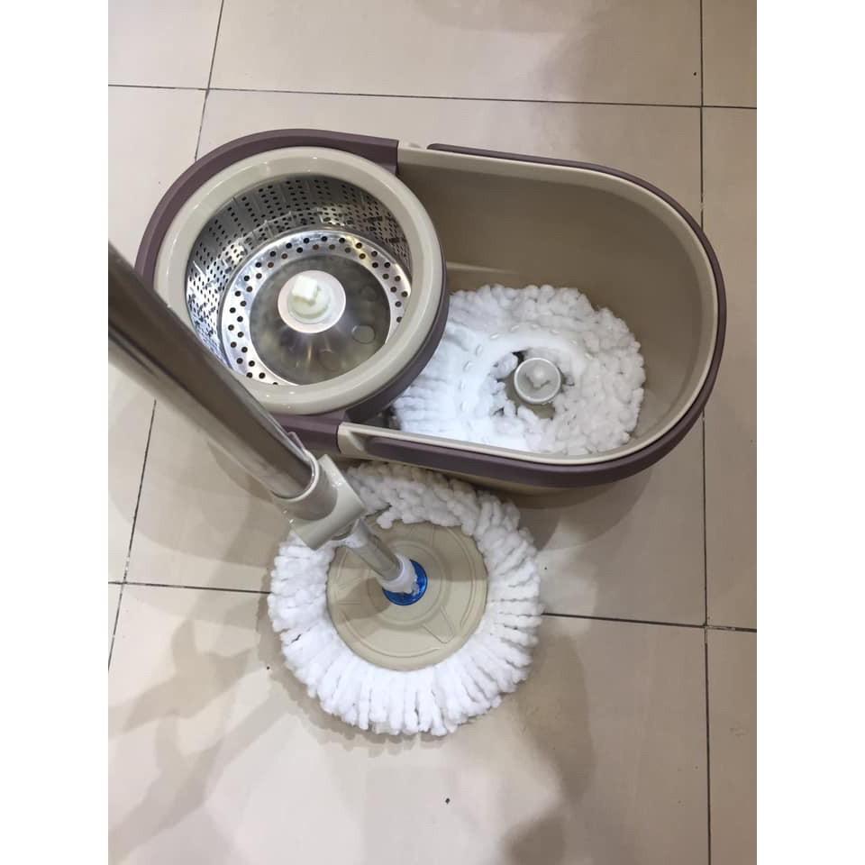 Bộ chổi thùng lau nhà xoay 360 độ lồng inox chính hãng Inochi, Bộ cây lau nhà siêu sạch, siêu bển - MS114