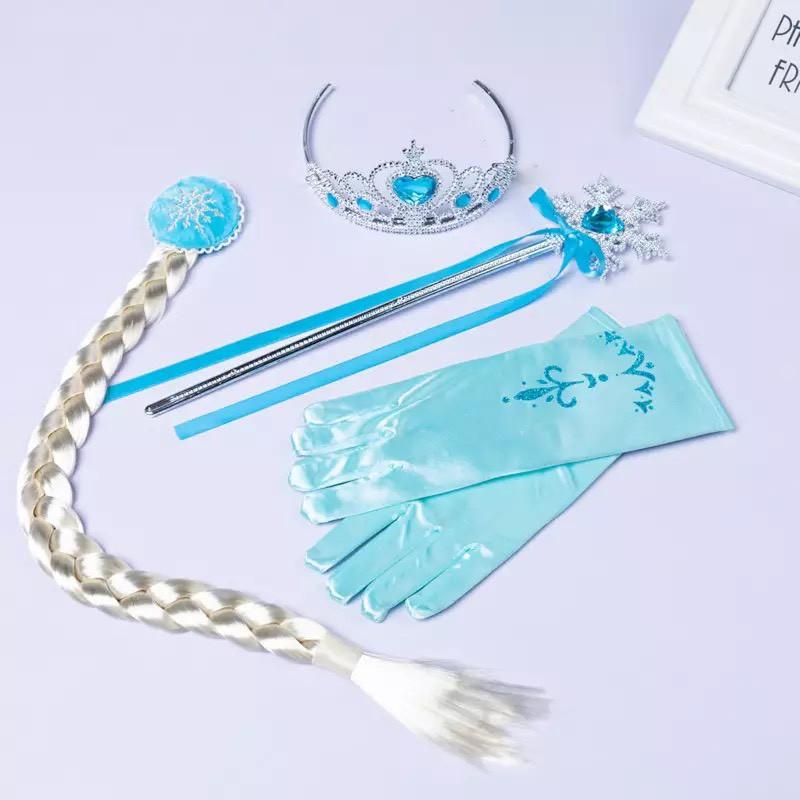 Set Phụ Kiện Vương Miện, Gậy Phép, Bao Tay, Đuôi Tóc Công Chúa Elsa
