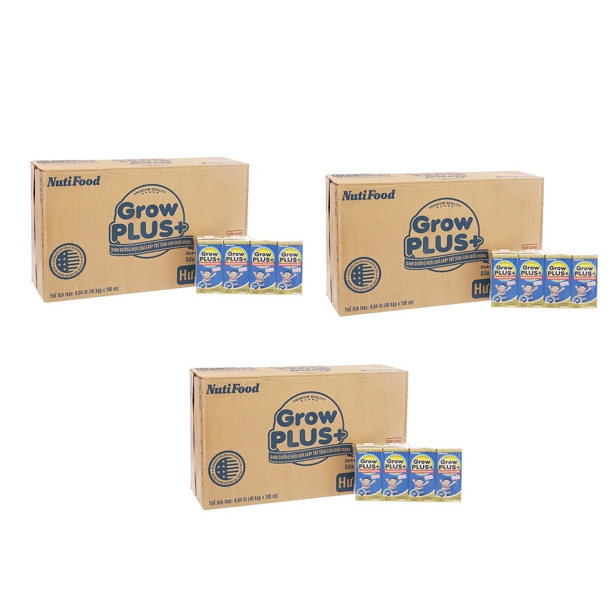 3 Thùng Sữa Bột Pha Sẵn GrowPLUS 180ml Tăng Cân Khỏe Mạnh