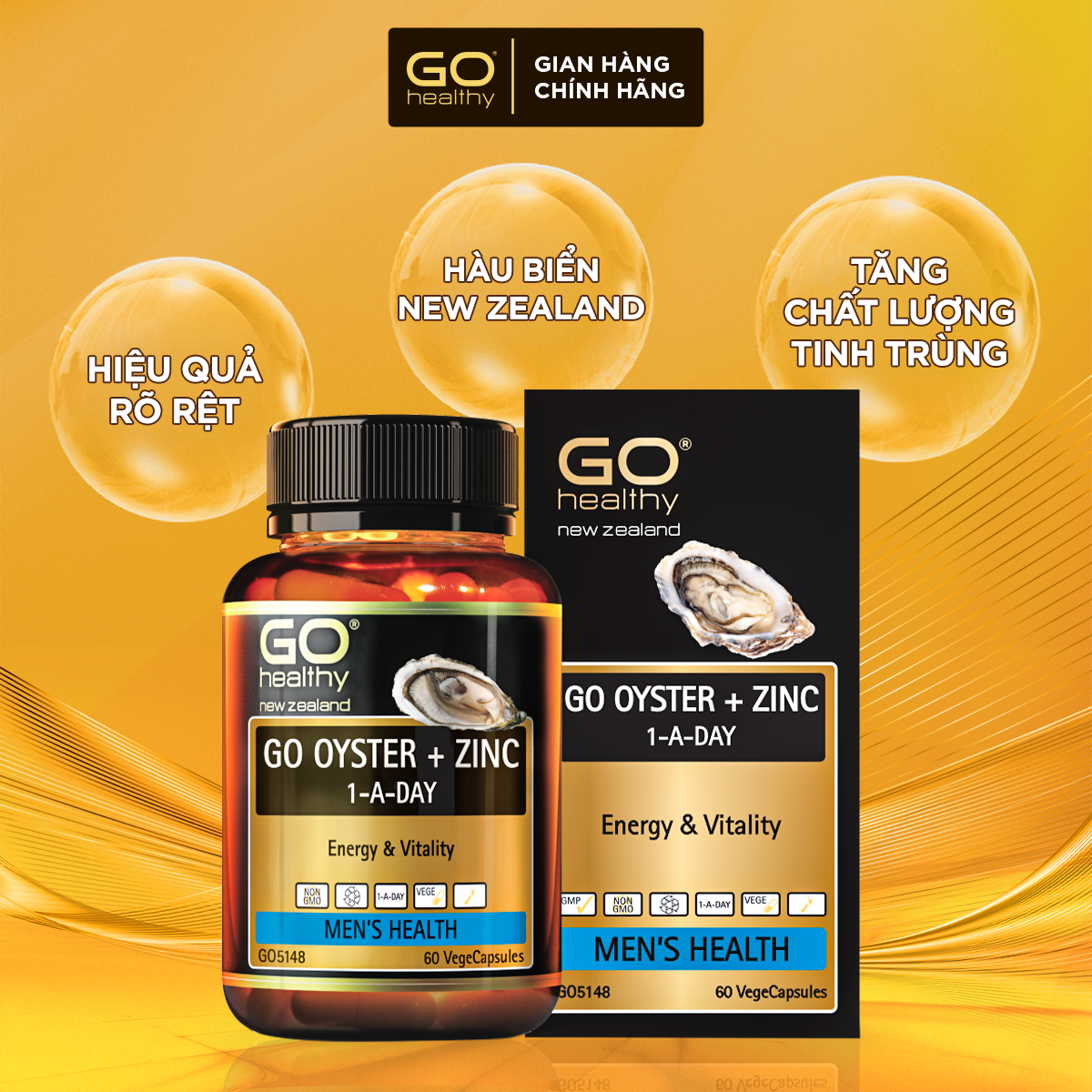 GO OYSTER + ZINC 1-A-DAY 60 VIÊN - Tinh chất hàu nhập khẩu chính hãng GO Healthy New Zealand